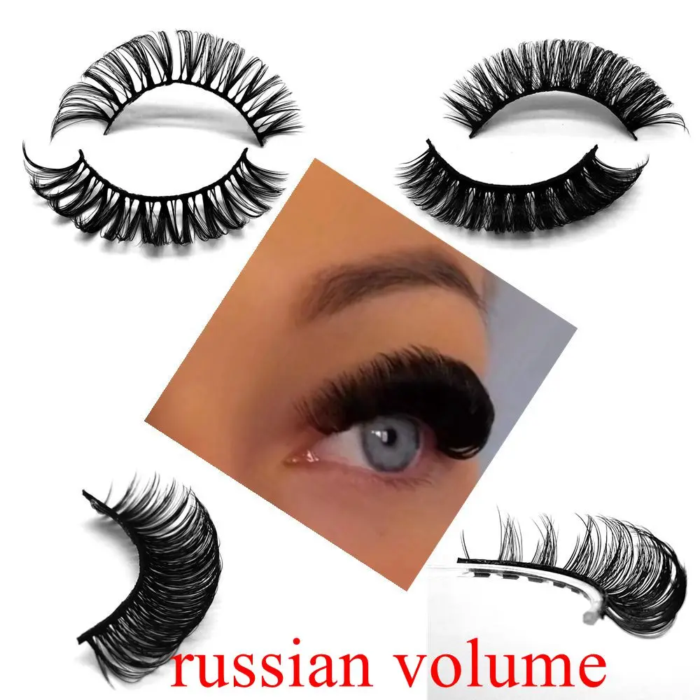 

Russian Volume strip eyelashes handmade DDcurl super curl faux mink hair eyelashes luxury makeup رموش