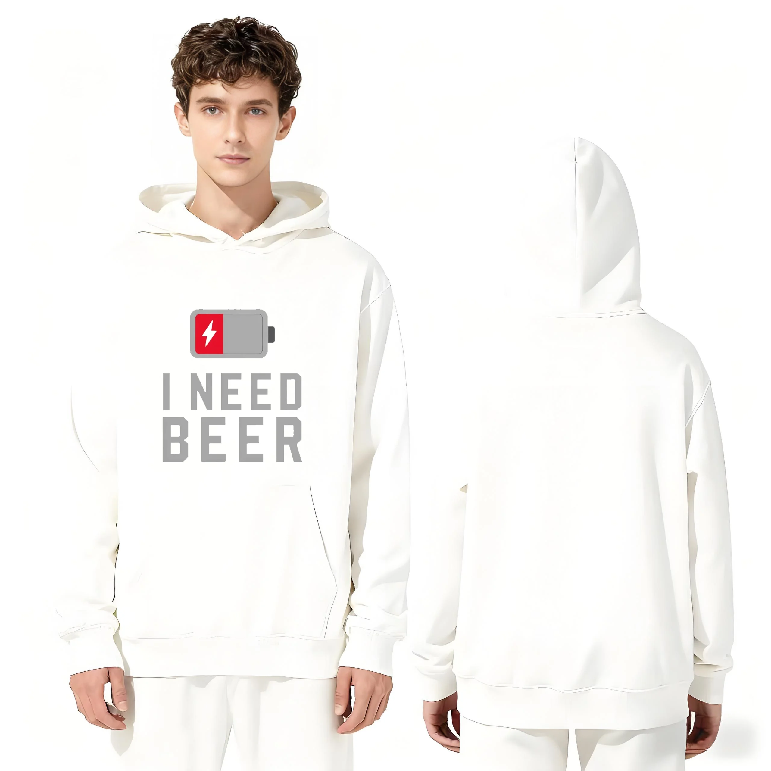 

Новинка 2023 года, толстовка с капюшоном I NEED BEER Print, 330 г, повседневная уличная одежда унисекс, толстовка для мужчин и женщин, модный пуловер