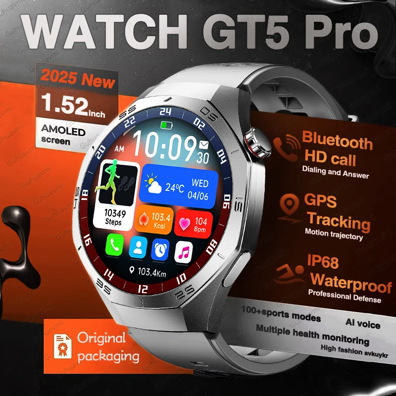 

2025 для HUAWEI GT5 Watch 32 ГБ памяти Smartwatch Мужские часы с видеоотводом GPS Приложение Загрузка Часы Спортивные водонепроницаемые наушники-браслет для звонков