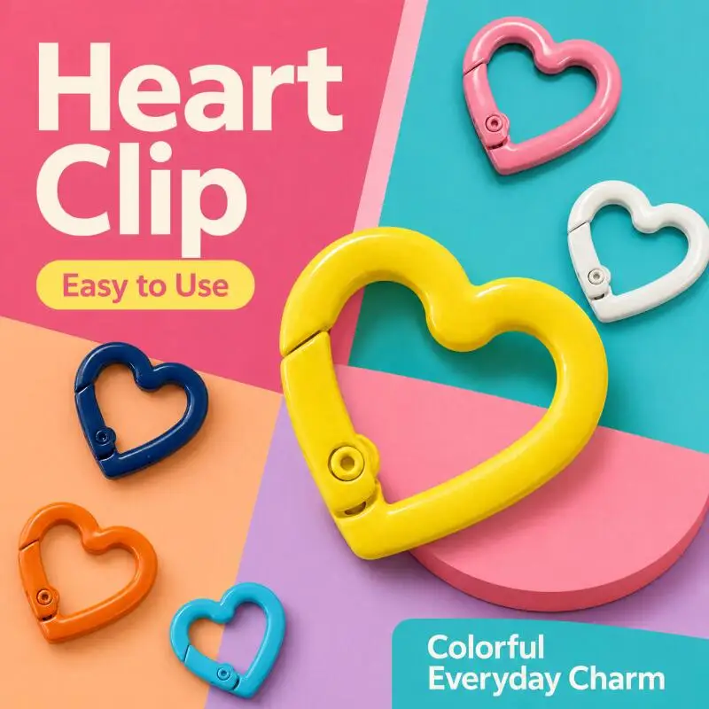 100~10 Pcs Heart-Shaped Spring Buckles, Openable Heart-Shaped Carabiner