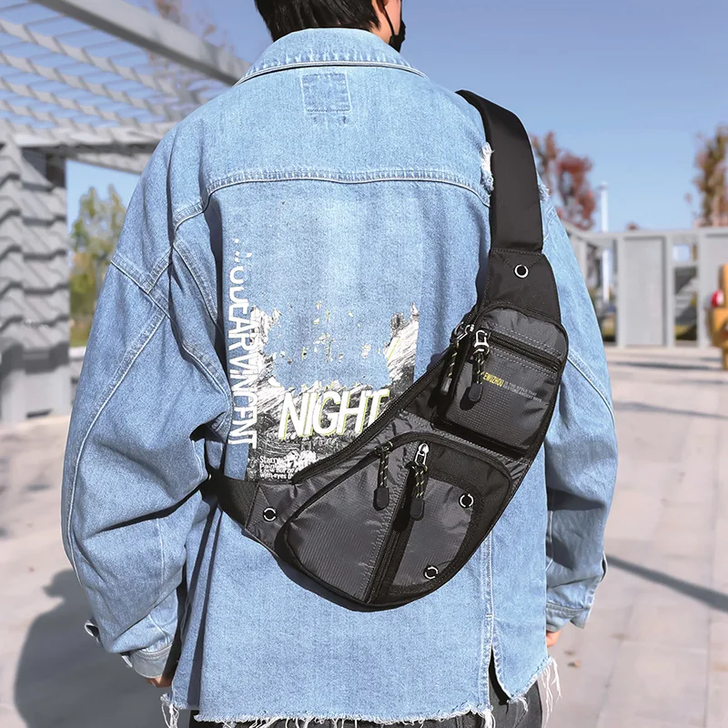 Повседневная тканевая сумка через плечо из бычьей ткани, мужская модная сумка на одно плечо, диагональная объединительная застежка-молния, использование для отдыха