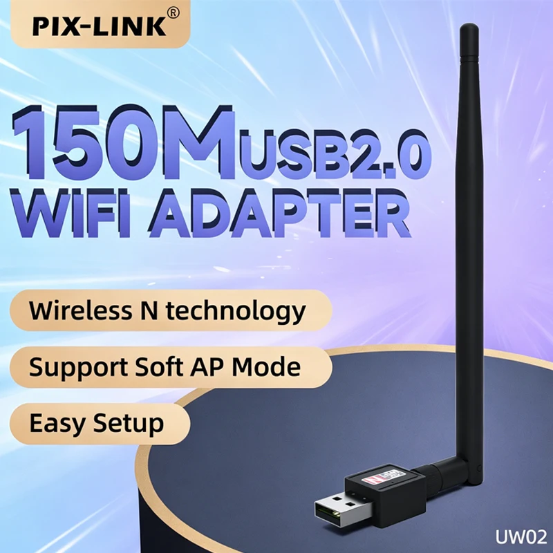 adaptador-usb-wifi-pix-link-uw02-5db-150mbps-24ghz-wireless-n-dongle-usb-soft-ap-hotspot-com-antena-ajustavel-de-5dbi-para-pc