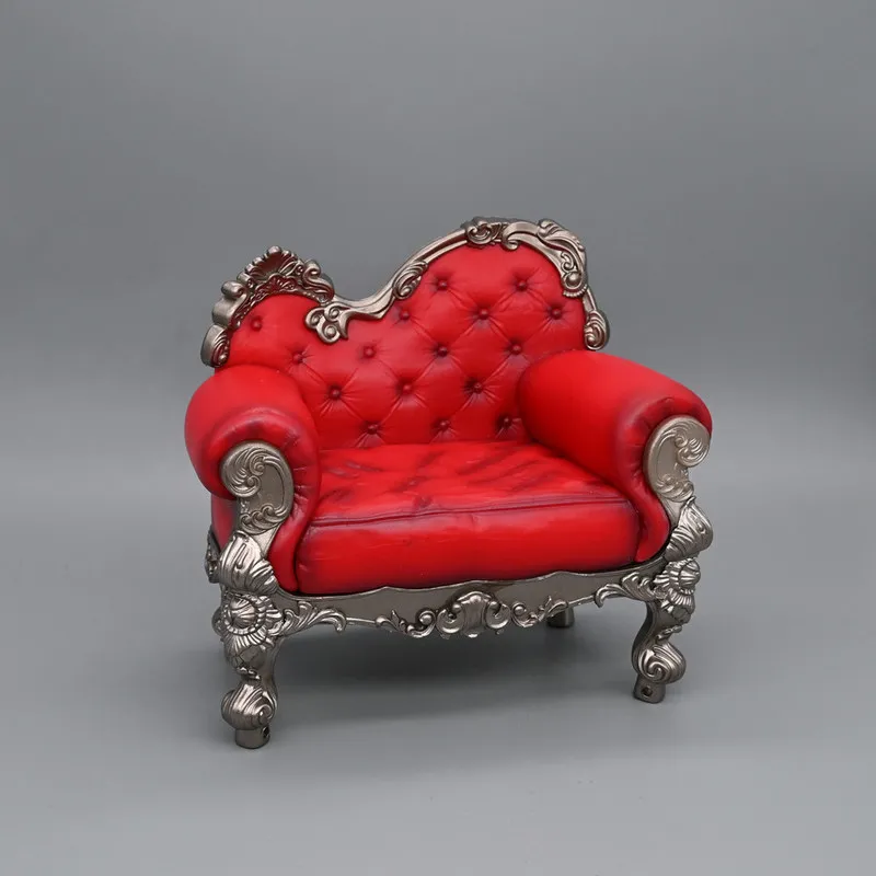 أريكة حمراء بتصميم أوروبي عتيق بطول 13 سم، إكسسوارات دمى، مناسبة لدمى BJD مقاس 1/8 ودمى OB24 الصغيرة، ديكور لعرض المشاهد المصغرة