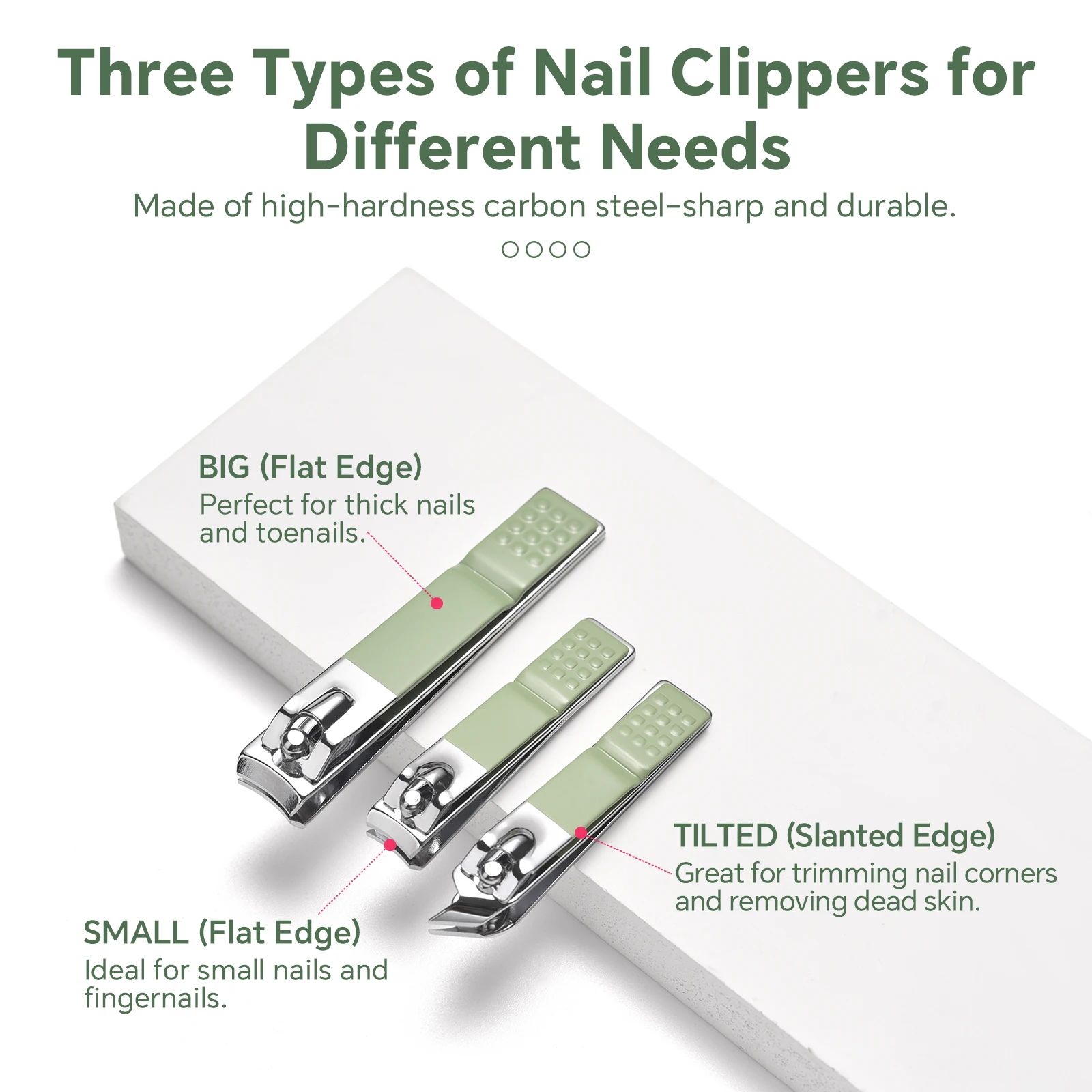 Juego de cortaúñas de acero inoxidable, Kit de manicura y pedicura verde, Funda de cuero PU portátil, herramienta para quitar cutículas, 16 Uds.