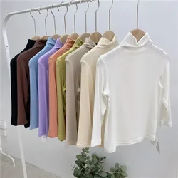 Kids Girls Solid Undershirts 2024 New Children Casual Modal T-shirts Candy Color Spring Autumn Clothing Baby Girls Thin Tops