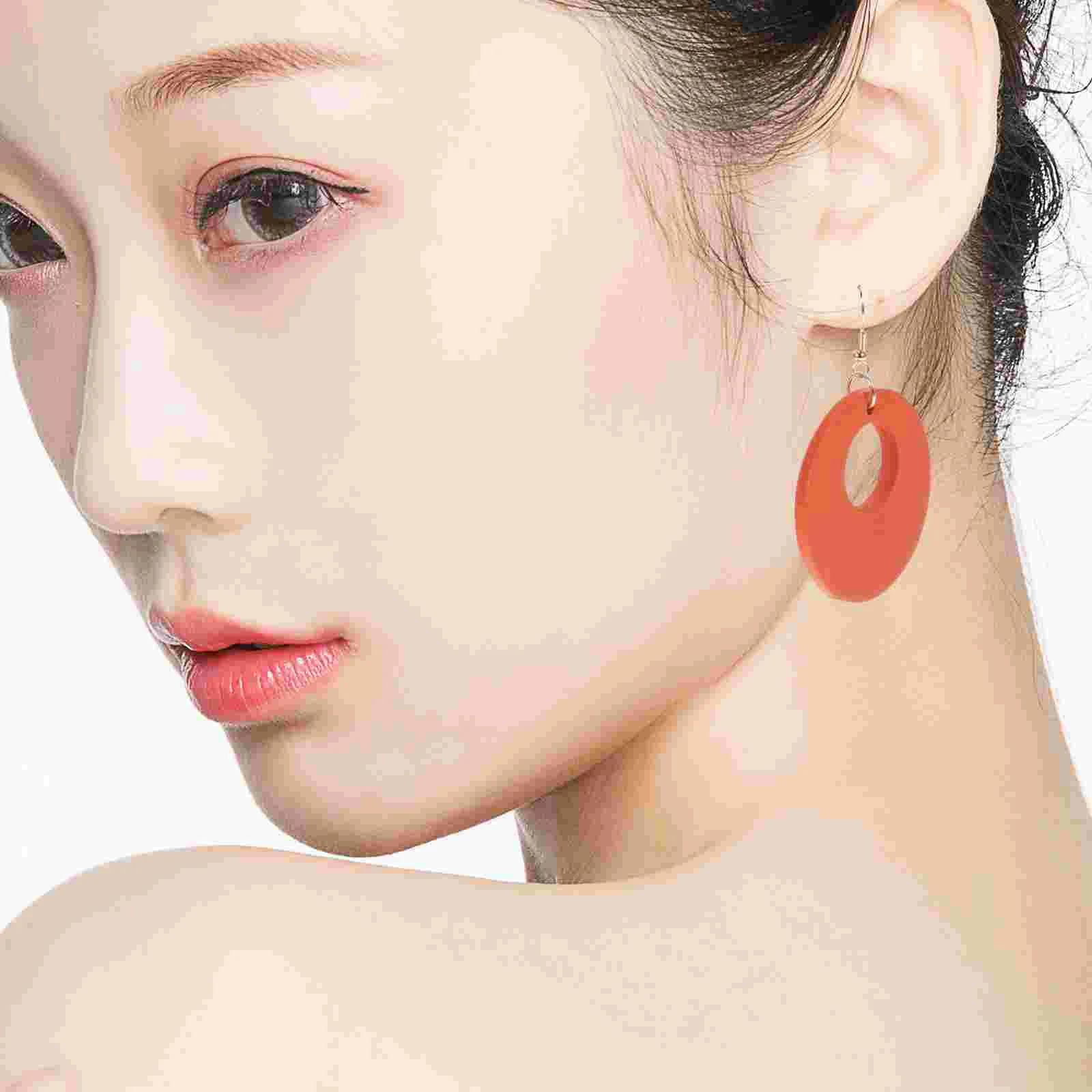 

Round Earrings Spring Party Drop for Women Dangle Wooden Reusable Circle Daily Wear