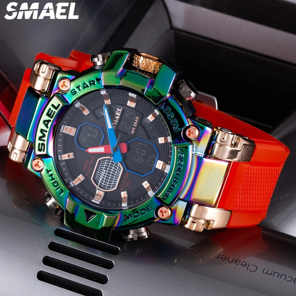 SMAEL Electronic Watch 8027 Colorful Alloy Watch Men\'s Outdoor Sports Waterproof Multi functional