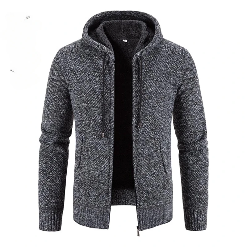 

New Winter Men Sweaters Cardigans Hooded Casual Sweatercoats Thicker Warm Knitted Sweaters Cardigans Hoodies Slim Fit Jackets 4X