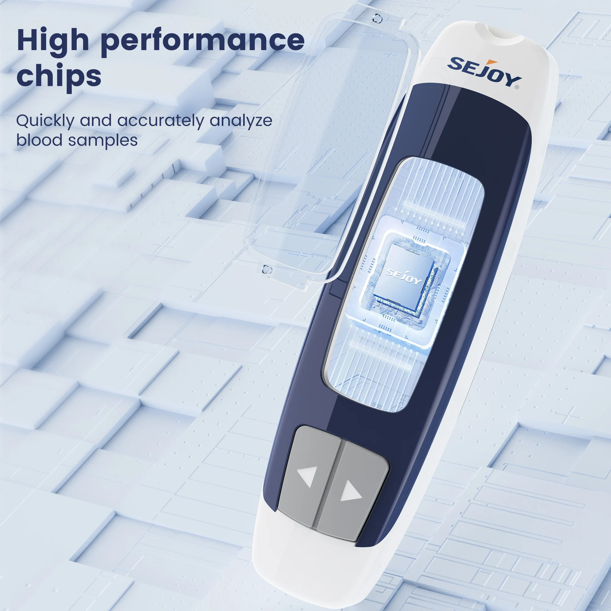 Sejoy BG-203 Blutzuckermessgerät-Set, 50 Stück Teststreifen, Lanzetten für Diabetes-Monitor, digitales Blutzuckermessgerät, Teststreifen werden separat verkauft – Detail 8