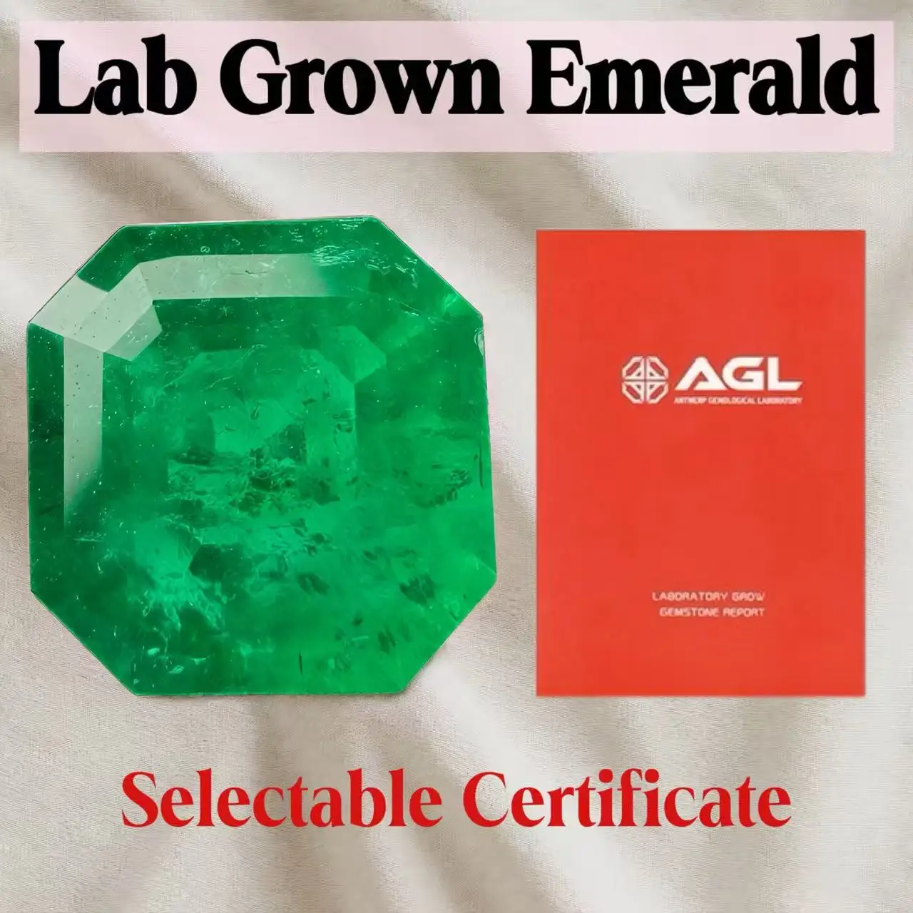 

Lab Grown Emerald Colombia Gem Asscher Cut Crack inclusions Advanced Jewelry Making Materials Selectable Certificate