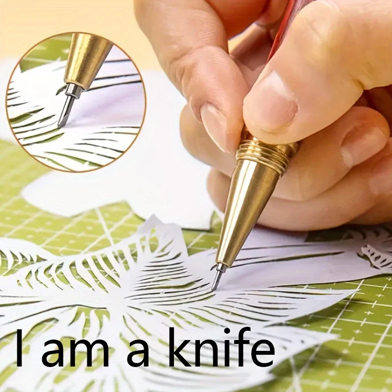 

1PC Hand Carving Knife Girl's Diary Sticker Paper Cuttings Knife Retro Solid Wood Penknife Kawaii Stationery