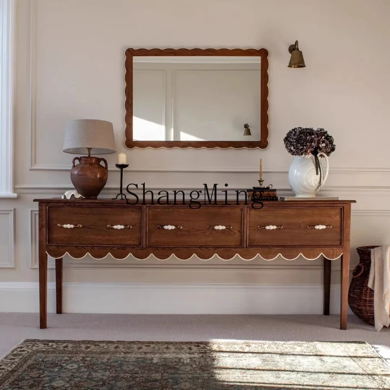 

ZYY medieval solid wood porch cabinet entrance hall entrance table decorative cabinet retro living room locker