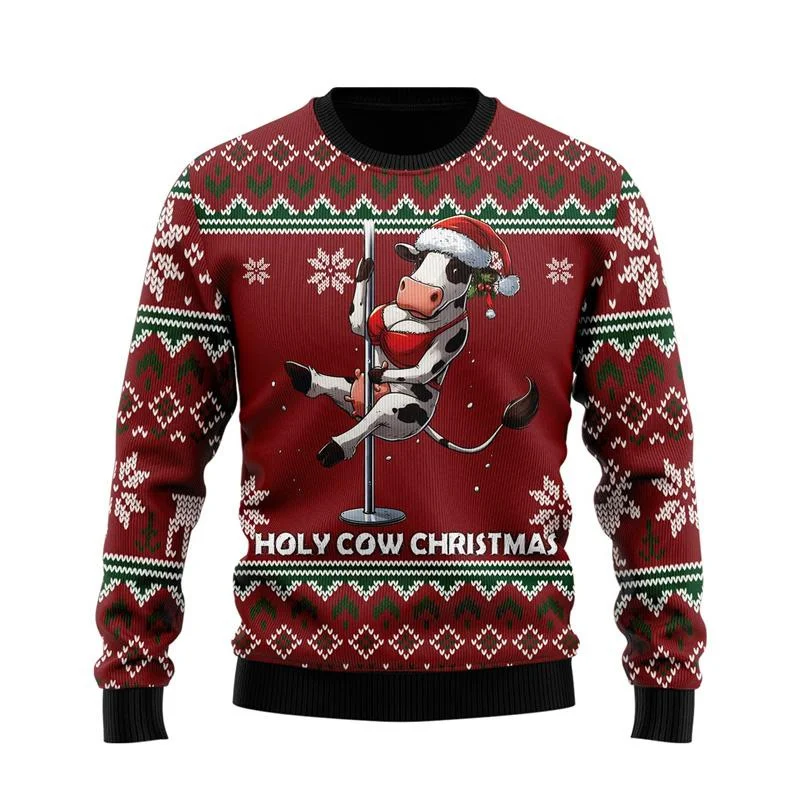 Divertente brutto maglione natalizio da uomo, regalo pullover natalizio girocollo a maniche lunghe, morbido novità per feste, vestibilità ampia