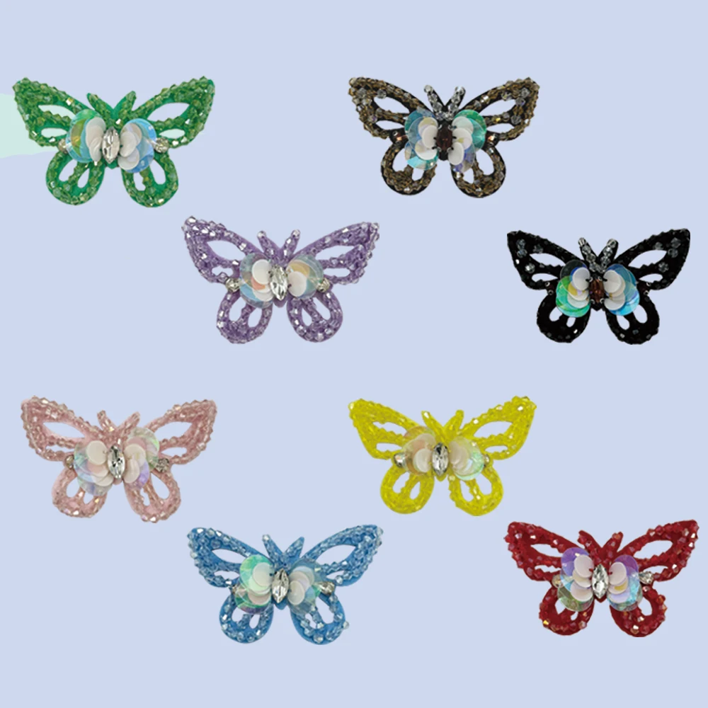 Handmade Diverse butterflies Patches for clothing sew on sequins rhinestone beaded applique for clothes decorative parches