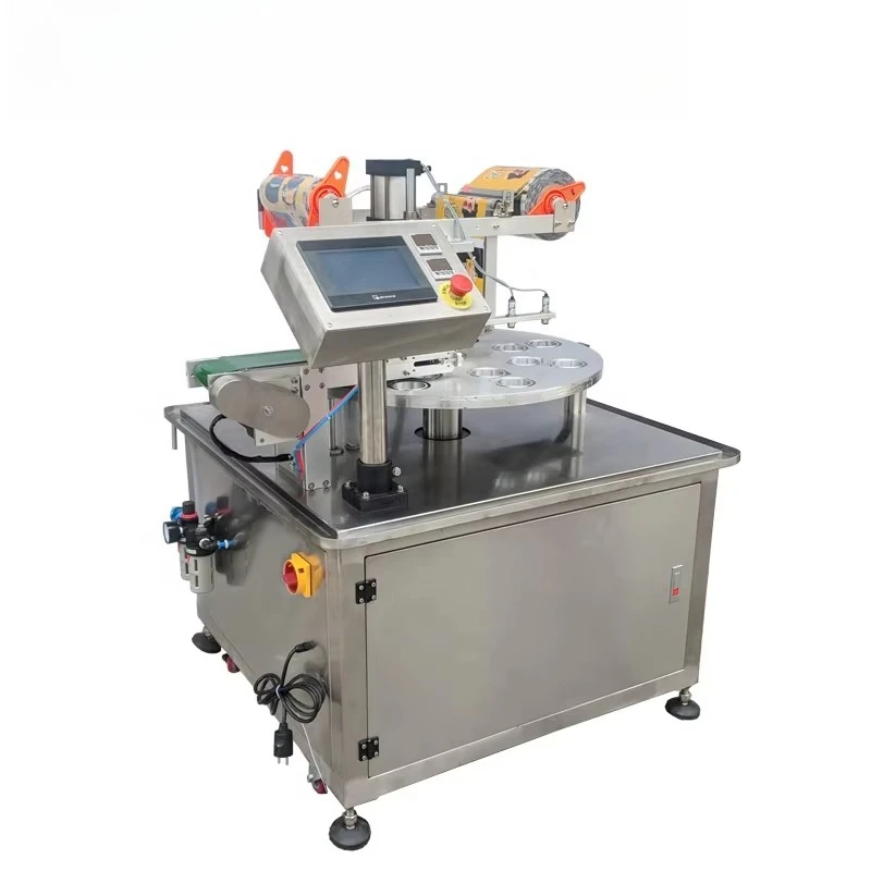 Automatic Pneumatic Energy Saving Small Cup Sealing Machine for Sauce Beverage Chemical Apparel with Paper Packaging Crownchi