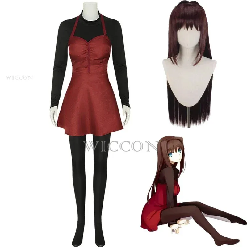 Zz04zz12Juego de anime bruja en la noche Santa Aozaki Aoko disfraz de Cosplay artilugista mágico Miss peluca azul vestido mujer Sexy parte de Carnaval