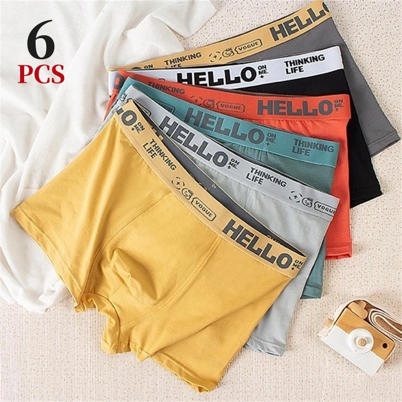 6Pcs/Lot Men\'s Underwear Soft Boxer Shorts High Quality Pure Cotton Sexy Shorts Comfortable Butt Lift 3D Pouch Men Sexy Boxer