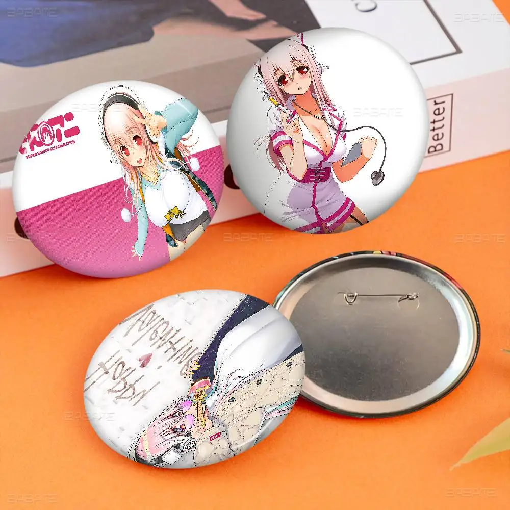 Anime Super Sonico Creative Pins Funny Faces Round Snap-in Brooch Badge Backpack Hat Accessories Jewelry Gifts