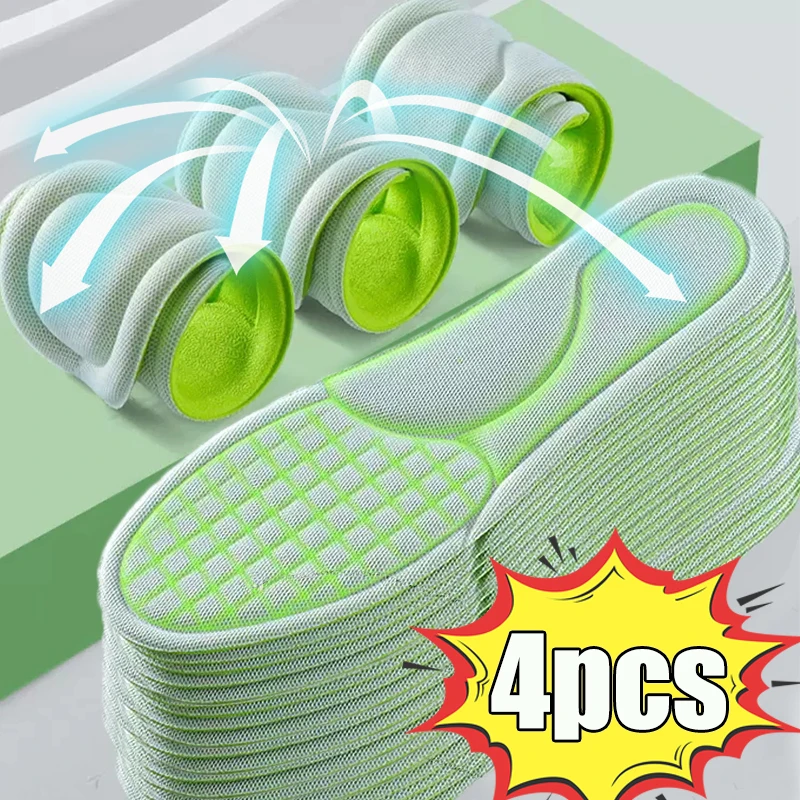 2Pairs Memory Foam Insoles for Shoes Men Women Deodorant Absorb-Sweat Massage Sport Insole Feet Orthopedic Shoe Pads Running