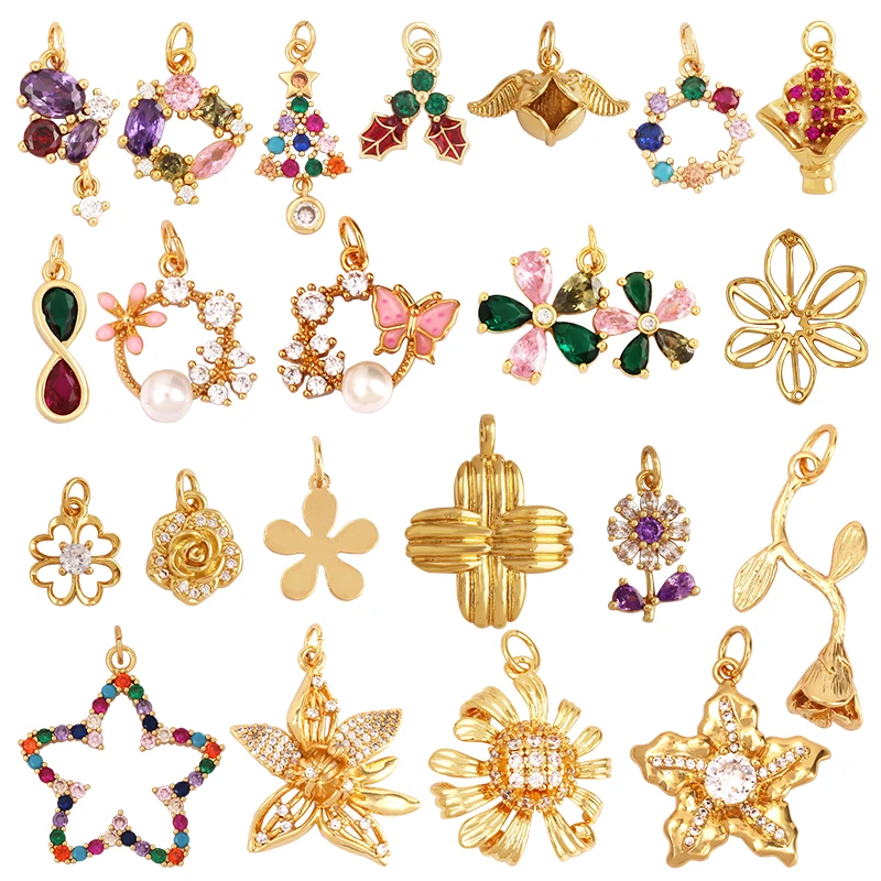 

Fine Sweet Flower Charm Pendant,Trendy Multicolor Zircon Pentacle Butterfly Necklace Accessories Handy Craft Jewelry Supply K54