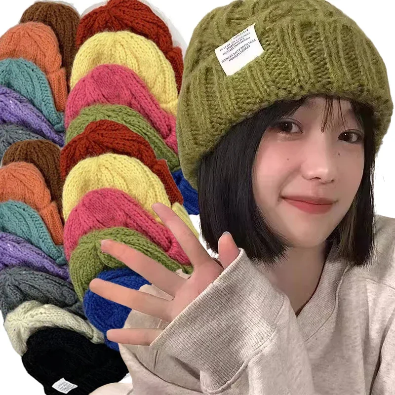 Winter Knitted Hat Beanie Hats for Women Knit Caps Fashion Outdoor Warm Wool Couple Cap Bonnet Woman Winter Twist Female Bonnet