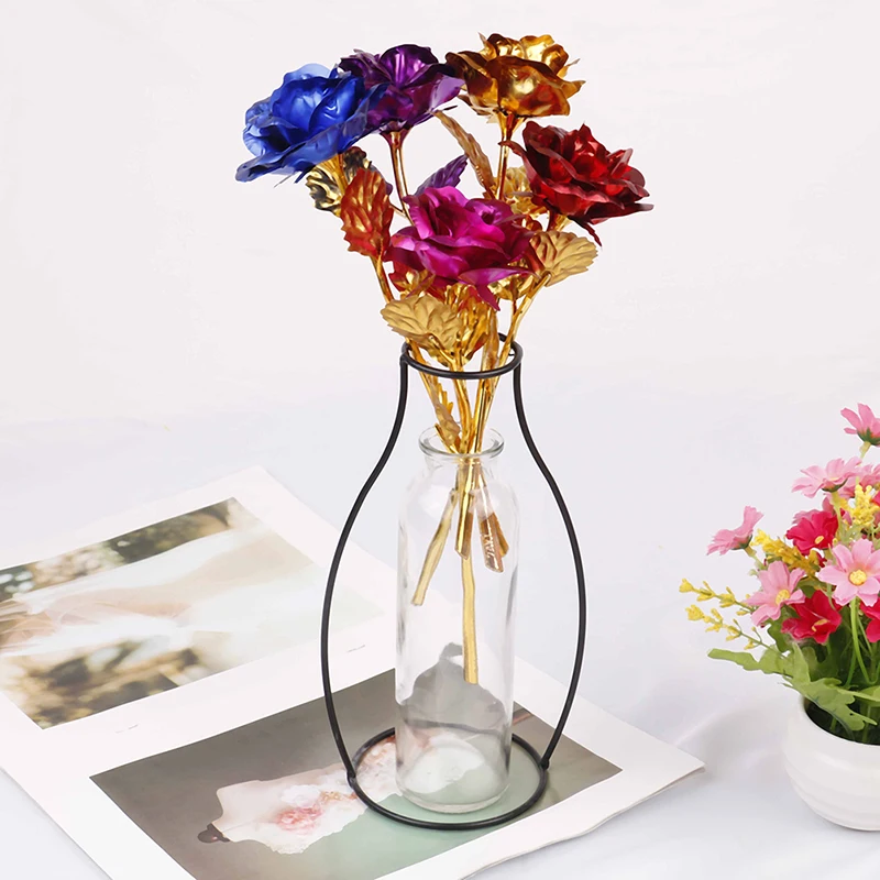 Fleurs roses plaquées or 24 carats, cadeau d'anniversaire pour les amoureux de la Saint-Valentin