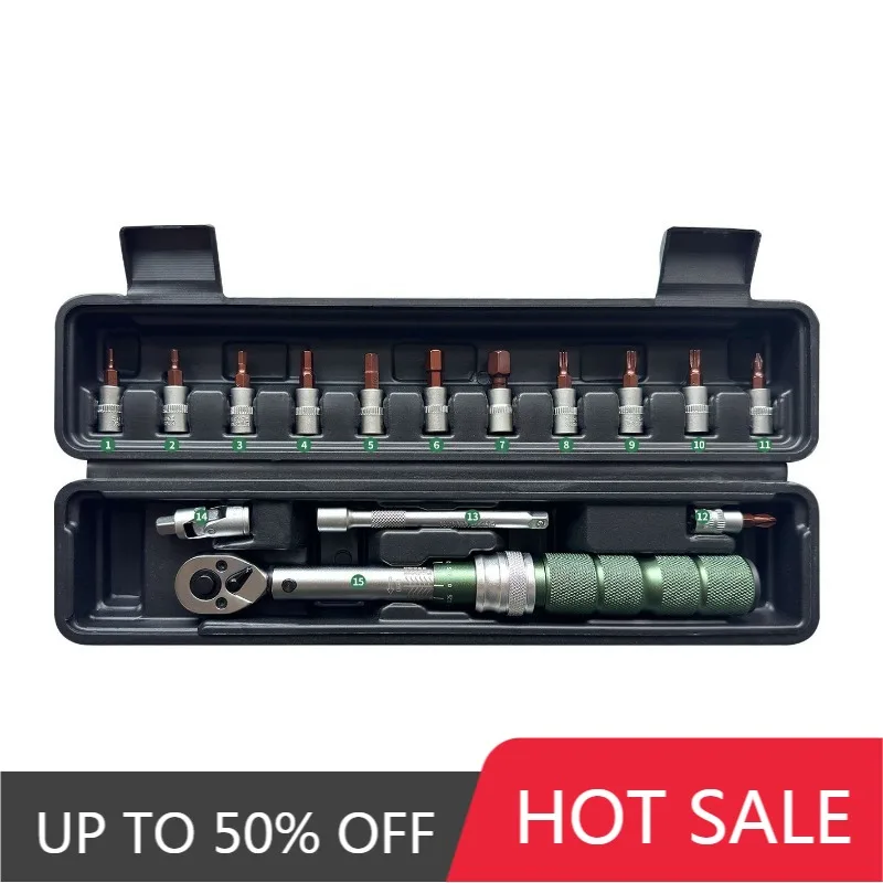 1/4 Torque Wrench Set Pre Installed Torques Wrenches Household Bicycle Repair Wrench Multifunctional Replaceable Head Wrenches