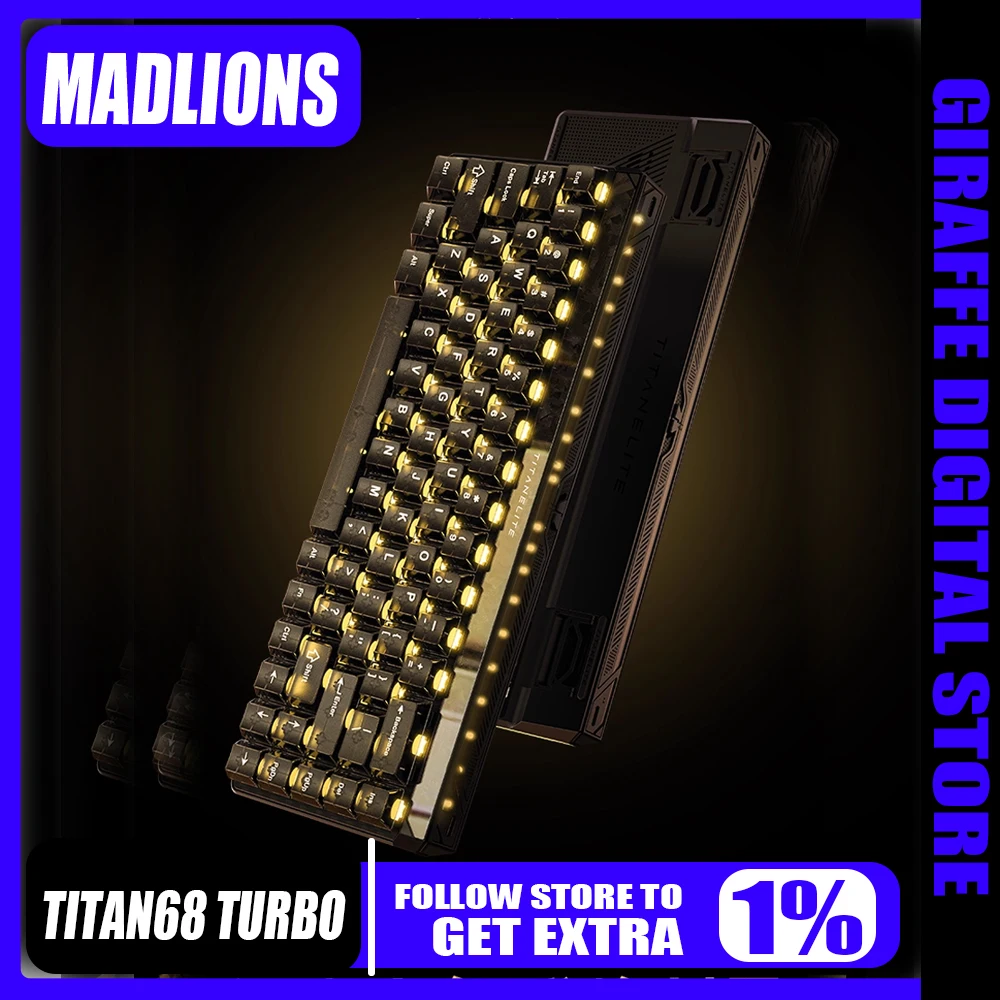 

Новая клавиатура с эффектом Холла FGG MADLIONS TITAN68 Turbo ESports, проводной магнитный переключатель RT0,001 мм, игровая клавиатура, аксессуары для ПК для геймеров