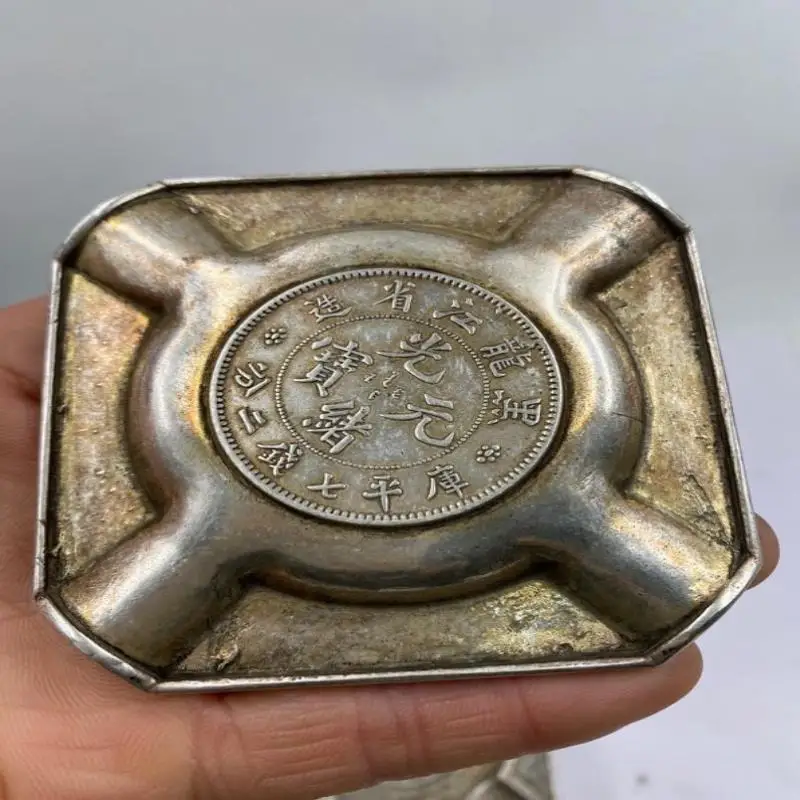 

Antique Miscellaneous Collection White Copper Gilded Silver Four Treasures of the Study Calligraphy Supplies Brush Washer Brush