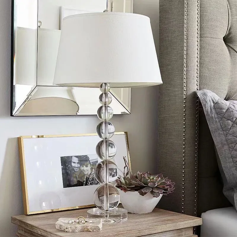 Nordic fabric table lamp Luxury glass ball table light for living room Bedroom beside art reading lamp With Switch Desk Lamp image 3