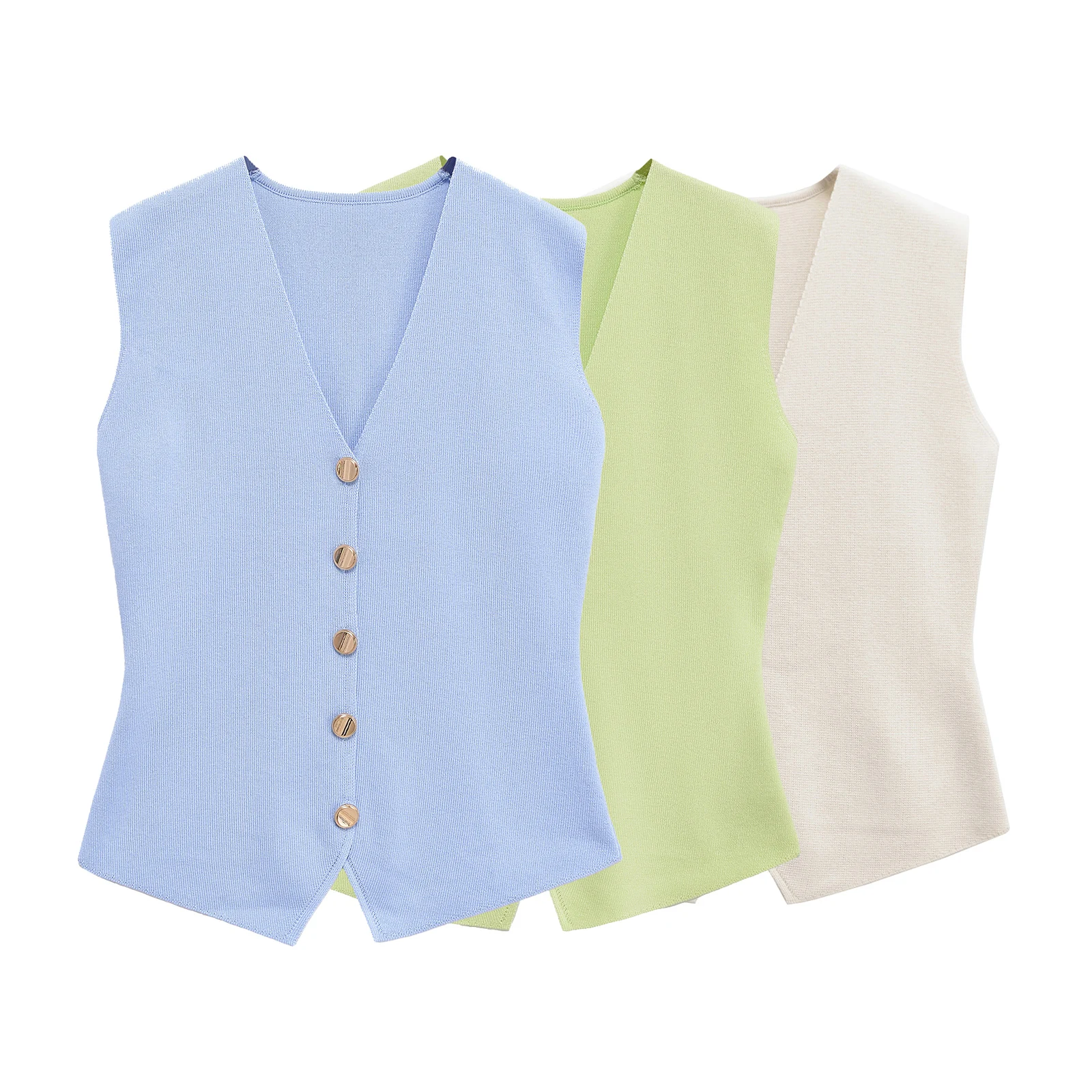 

Women V Neck Solid Color Sleeveless Knitting Vest Sweater Female Chic Casual Cardigan Waistcoat Tops 4192003