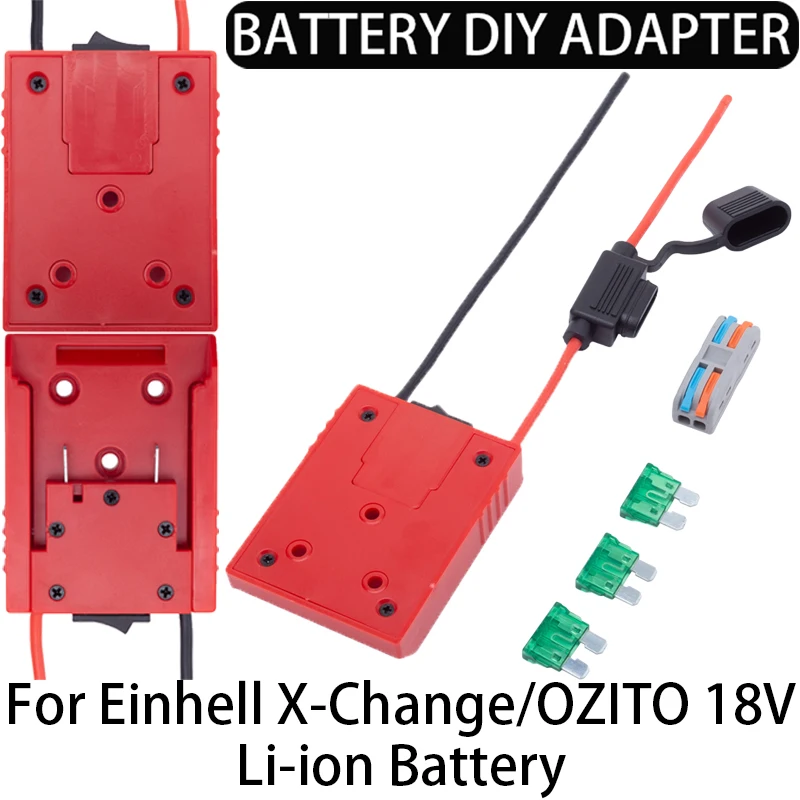 Adaptador de Bateria Li-ion com Fusível Conector Conversor 18v 14awg Adaptador Faça Você Mesmo para Máquinas de Aparelhos Carro com Fusível