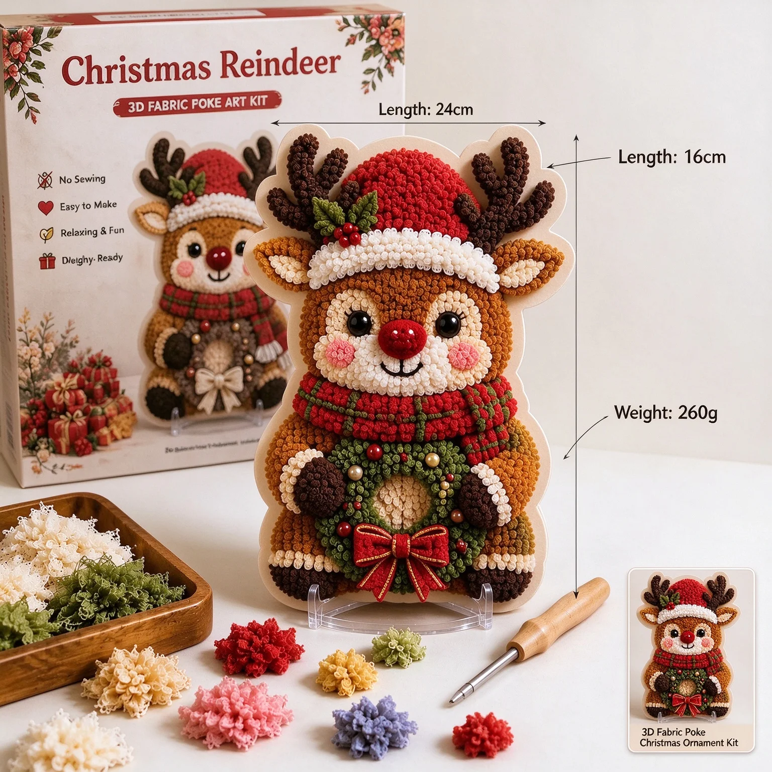 New 3D Fabric Poke Christmas Ornament Kit for reindeer and Christmas trees, holiday gifts, home decor ornaments, and pendants