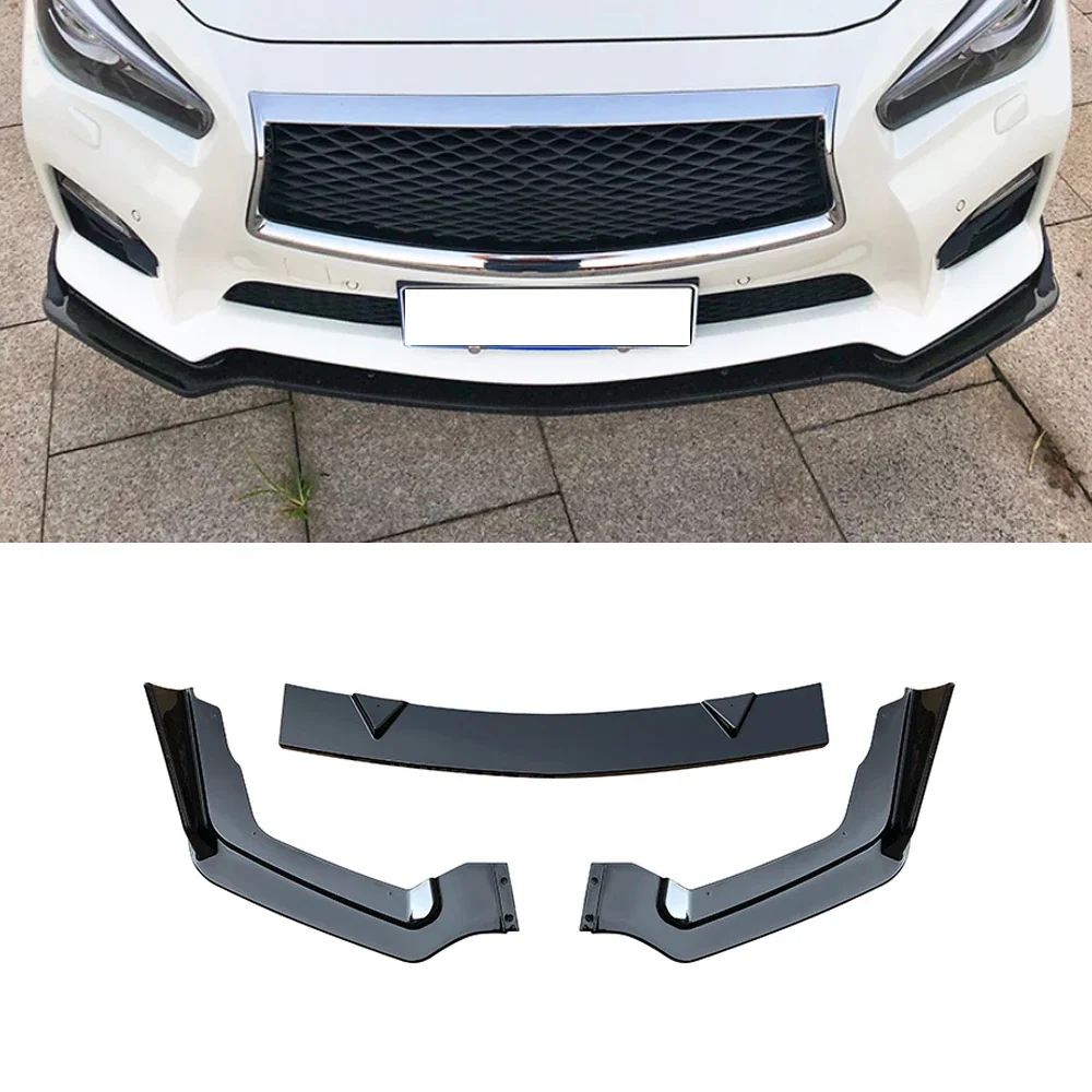 

For Infiniti Q50 2014-2017 3PCS Car Front Bumper Lip Splitter Plate Cover Trim Spoiler Diffuser Deflector Body Kit Canard Guard