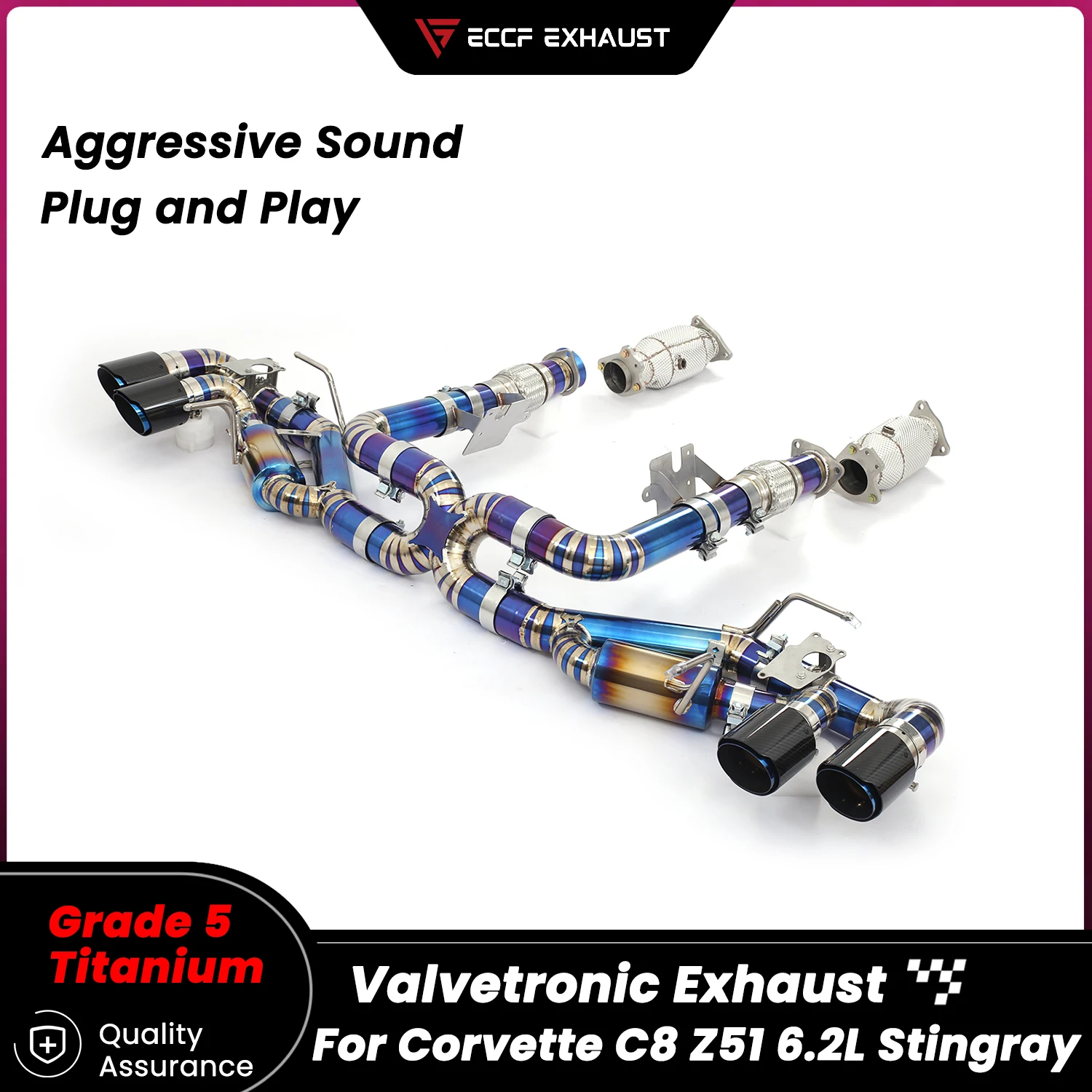 

Полная выхлопная система ECCF Blue с внутренней отделкой из карбона и титановыми наконечниками для Corvette C8 Z51 6.2L Stingray, улучшение характеристик.