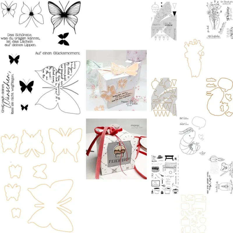 Green Click Box Butterfly Season Cutting Dies Scrapbook Diary Decoration Stencil Embossing Template DIY Greeting Card Handmade