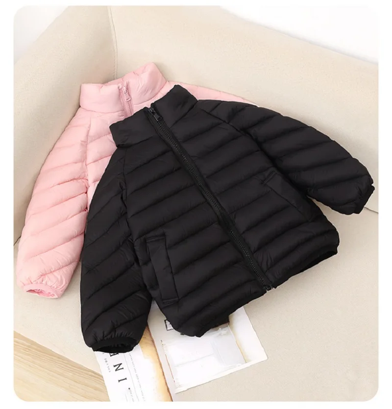 Winter Warm Baby and Girls Boys Lightweight Plain Turtleneck Zip Puffer Jackets Kids Windproof Coats Children Outfit Tops 1-12Yr