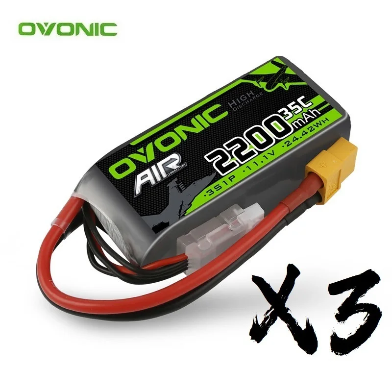 

Модернизированный 3 шт. OVONIC 35C 11,1 В 2200 мАч Lipo аккумулятор с разъемом XT60 для радиоуправляемого вертолета, квадрокоптера, FPV, гоночного дрона, детали аккумулятора