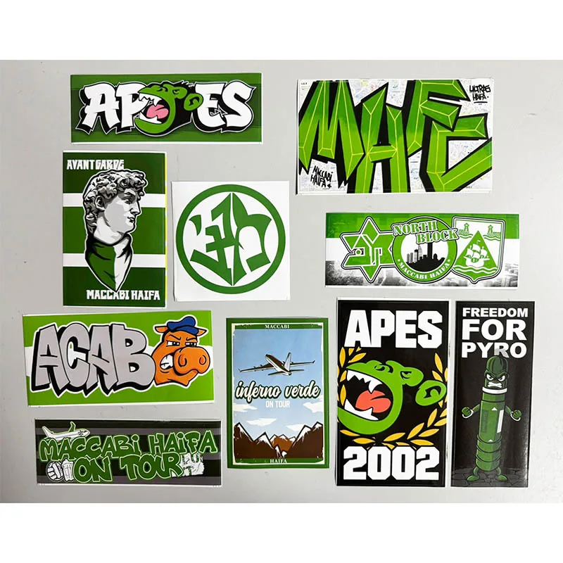 Haifa 1913 Green Apes On Tour Monkey MHFC Maccabi Decoration Stikers for Bag Cup Wall Fridge GROUP V