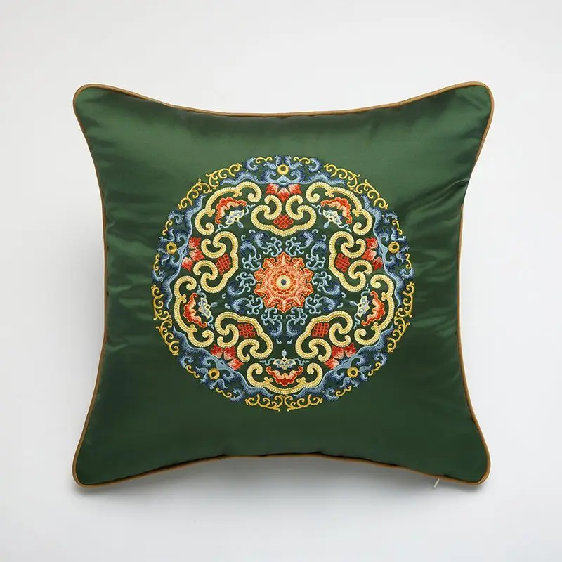 Chinese-style Satin Embroidered Pillowcase Redwood Sofa Large Cushion Cover