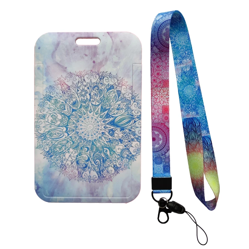 Fashion Mandala Pattern Vertical ID Badge Holder with Neck Lanyard Strap for Women Girls,Drop Shipping