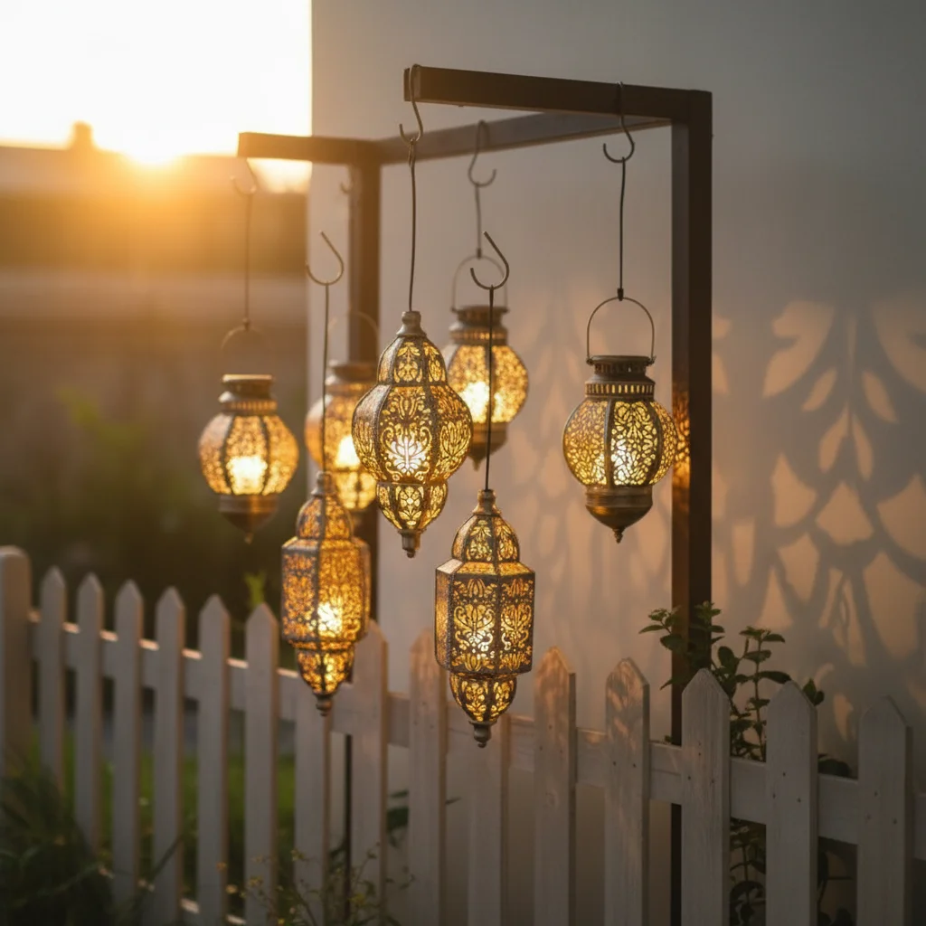 Hollowed Iron Art Solar Lantern Waterproof Powered Hanging Hook Style Retro Lamp Yard Garden Daily Landscape Decoration Light