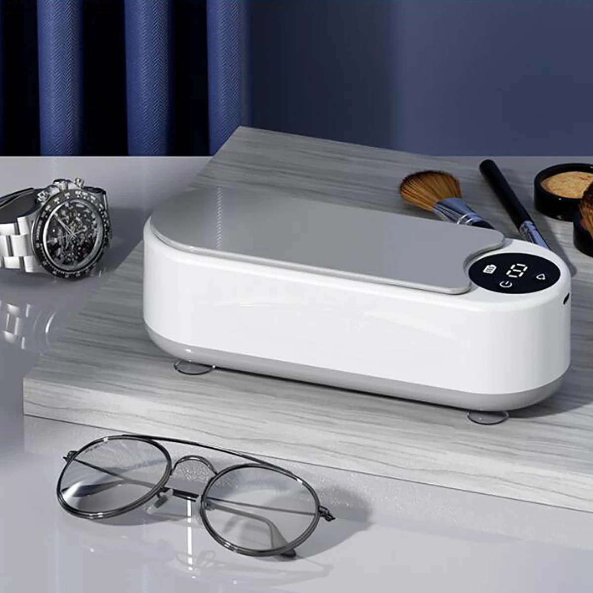 1PC USB charging blue light high-frequency vibration cleaning machine, glasses, jewelry, makeup tools, glasses case