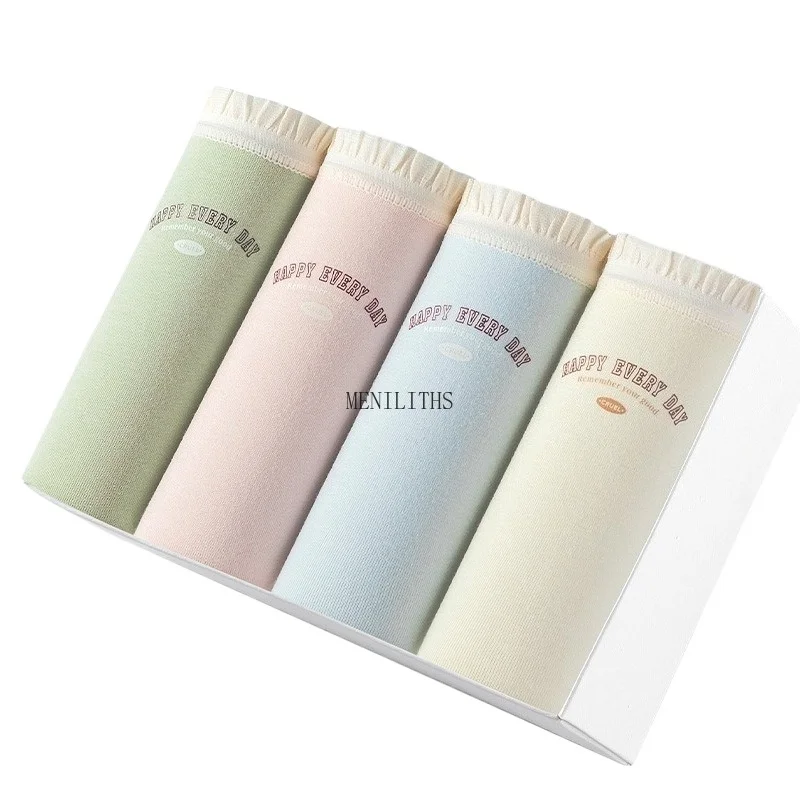 

4Pcs Women's Physiological Underwear Menstrual Period Anti-side Leakage Briefs Leak-proof Pure Cotton Underwear Women Panties
