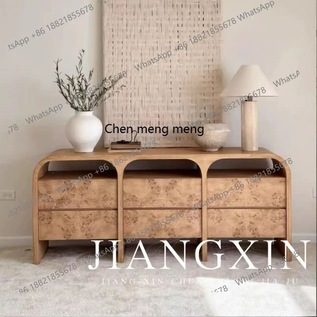 

North American retro solid wood nine-bucket cabinet wabi sabi wind medieval dining side cabinet B & B American retro cabinet