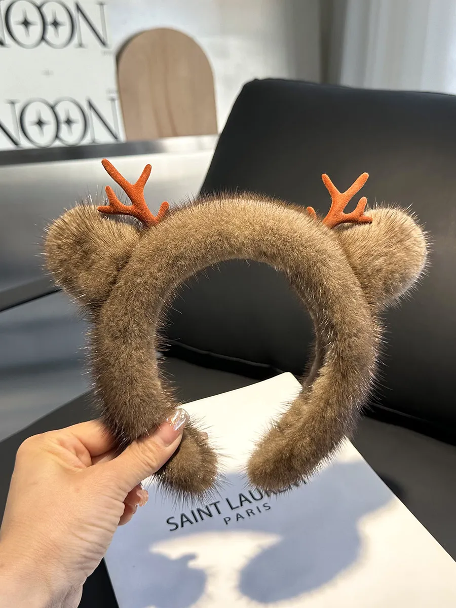 

2026 New Winter High Quality Real Fur Hair Band Real Mink Fur Headbands Women Luxury Lady Fashion Hair Hoop Furry Gift Hot Sale