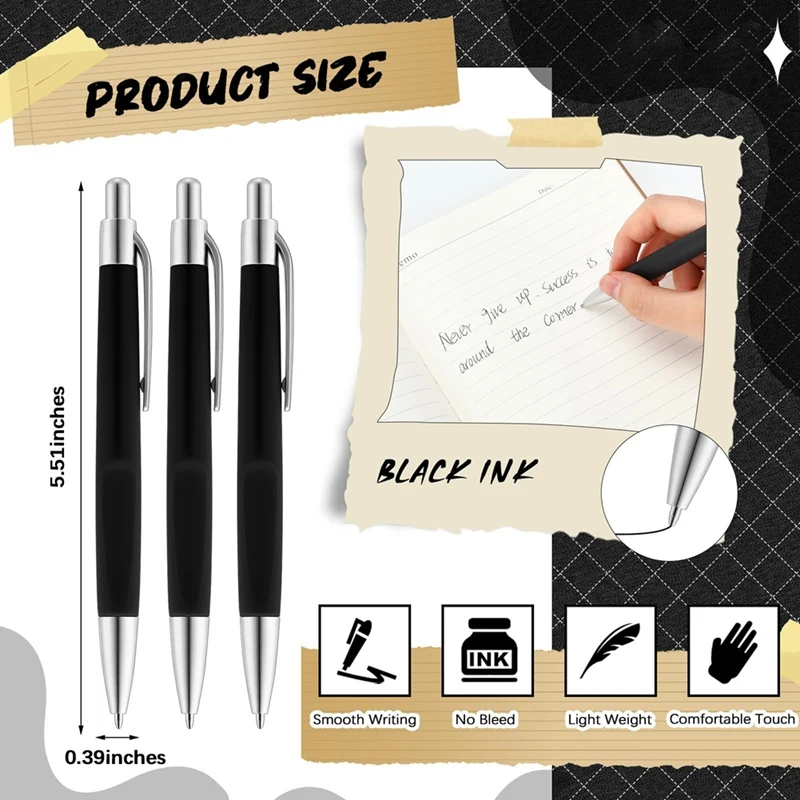 100 Pieces Retractable Ballpoint Pens Black Ink Click Pens Bulk 0.7Mm Medium Point No Bleed Pen Set For School,Office