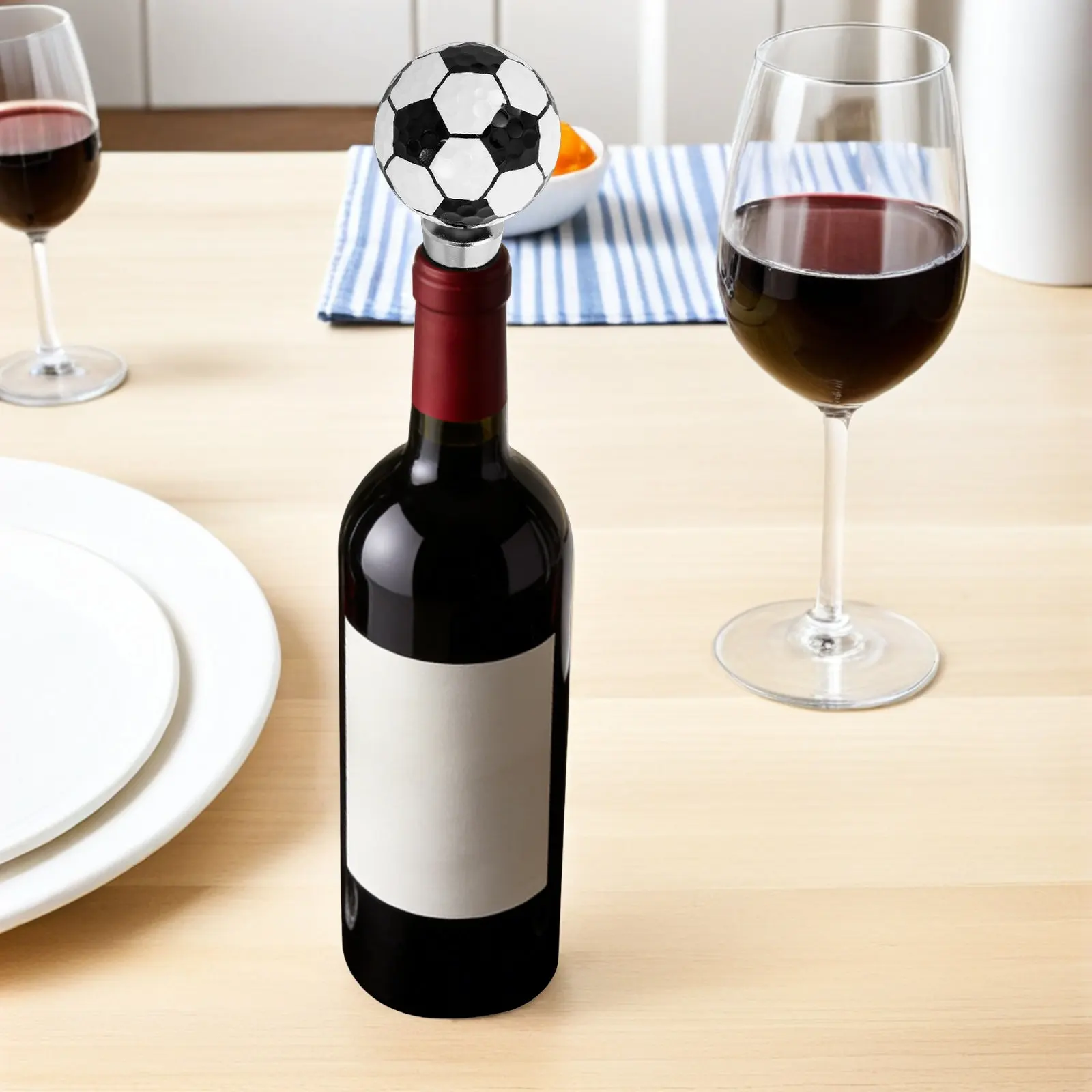 Soccer Ball Silicone Wine Stopper Reusable Red Wine Bottle Saver Sport Gift Decorative Bottle Topper for Party