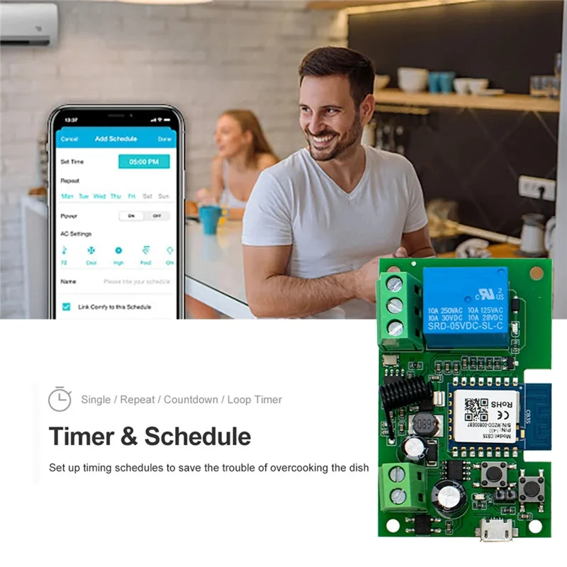 ABFN-Wifi Smart Switch 7-32V 10A Controller relè 433RF Cancello Garage Opener Vita intelligente Tuya APP Modulo relè autobloccante