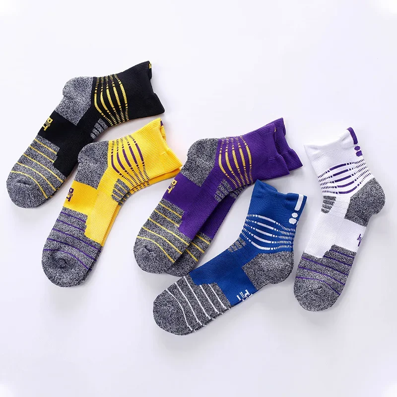 تنفس منتصف العجل جوارب رياضية الرجال النساء كرة السلة الجري المضادة للانزلاق العرق ماصة ألياف البوليستر الجوارب المهنية #2